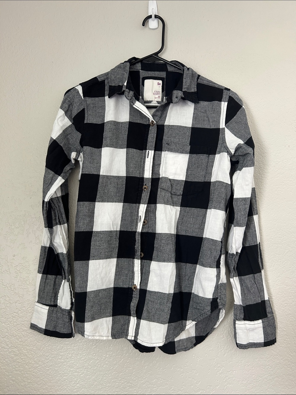 SO Black & White Buffalo Plaid Button-Down Shirt